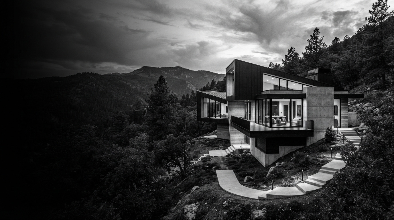 Vivienda contemporánea de geometría escultórica